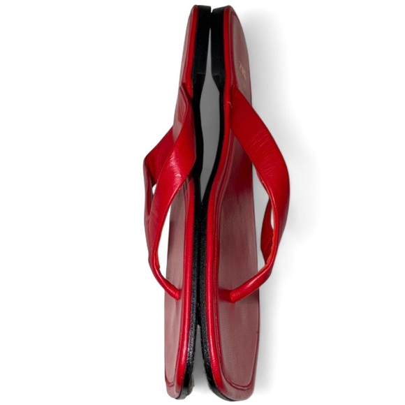 Zara Red Leather Square-Toe Thong Sandals – EU 36 / US 6 BNWOT-Minimalist - Picture 2 of 8
